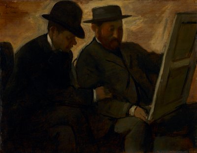 Paul Lafond en Alphonse Cherfils onderzoeken een schilderij door Edgar Degas
