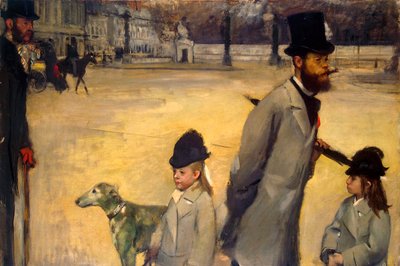 Place de la Concorde, Burggraaf Lepic en zijn dochters steken de Place de la Concorde over, 1875 door Edgar Degas