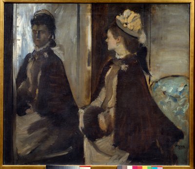 Portret van Madame Jeantaud (1851 - 1929) in de spiegel door Edgar Degas