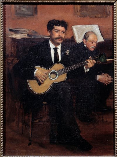 Portretten van Lorenzo Pagans (1838-1883) Spaanse tenor en Augustus De Gas (1807-1874) vader van de kunstenaar. door Edgar Degas