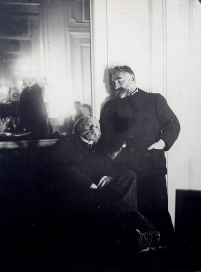 Portretten van de dichter Stephane Mallarme (1842-1898) en de schilder Auguste Renoir (1841-1919). Fotografisch Edict van Edgar Degas (1834-1917) 1895 Parijs, Jacques Doucet Bibliotheek door Edgar Degas