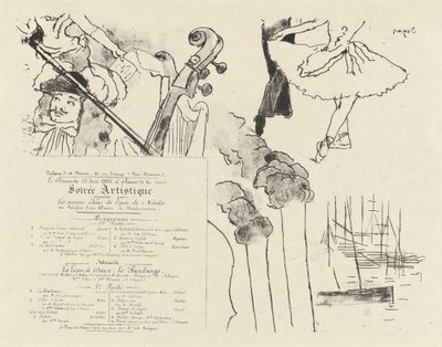 Programma voor de Soiree Artistique Programme de la Soirée des anciens élèves du Lycée de Nantes, 18 door Edgar Degas