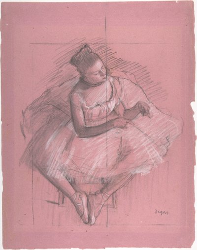 Zittende danseres door Edgar Degas