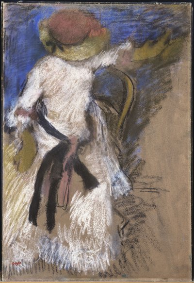 Zittende vrouw in een witte jurk, ca. 1888-92 door Edgar Degas