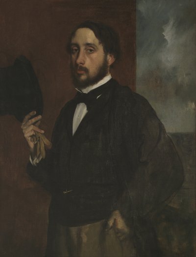 Zelfportret met Opgeheven Hoed door Edgar Degas