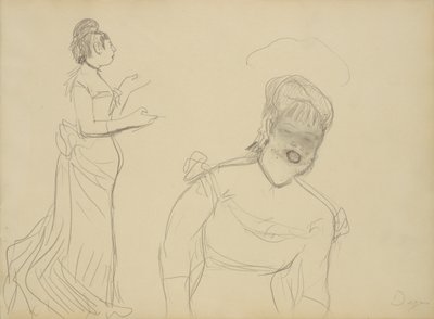 Schetsen van een cafézanger door Edgar Degas