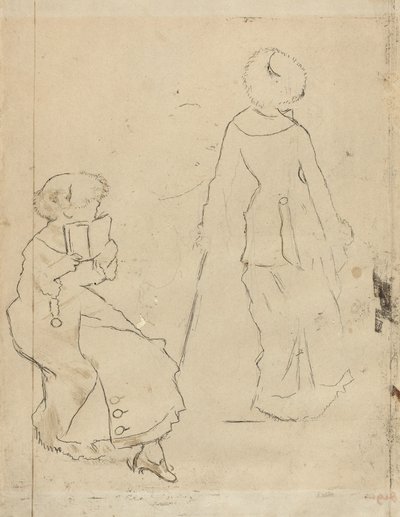 Studie voor "Mary Cassatt in het Louvre" [verso] door Edgar Degas