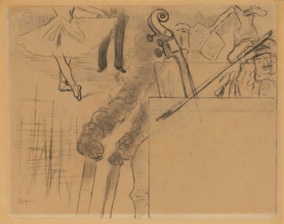 Studie voor het Programma voor de Galerie Ponsin Soiree Artistique, 15 mei 1884 door Edgar Degas