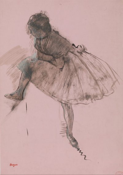 Studie van een balletdanseres recto, Twee studies van dansers verso door Edgar Degas