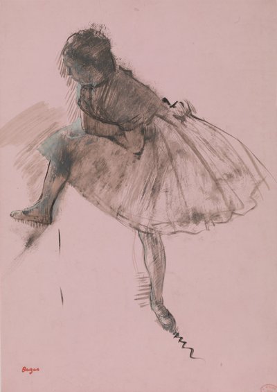 Studie van een balletdanser recto, twee studies van dansers verso, ca. 1873 door Edgar Degas