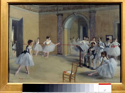 De Dansfoyer bij de Opera Rue Le Peletier door Edgar Degas