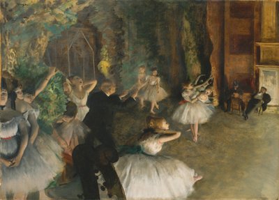 De Repetitie van het Ballet op het Podium door Edgar Degas