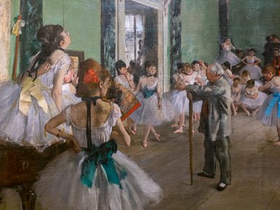 De dansles (detail). Begonnen in 1873, eindigt in 1875-1876. Olieverf op doek. door Edgar Degas