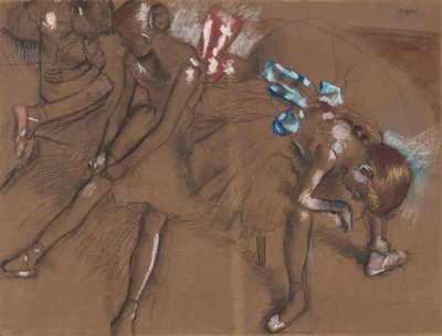 Drie Dansers Rustend, ca. 1880 door Edgar Degas
