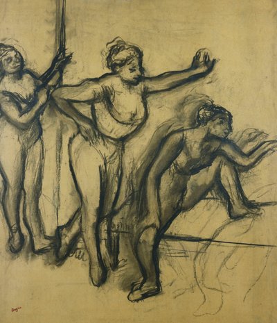 Drie dansers in maillots door Edgar Degas