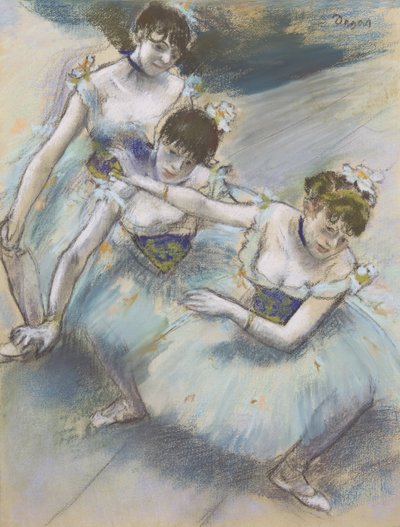 Drie Dansers in een Diagonale Lijn op het Podium, c.1882 door Edgar Degas