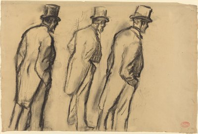 Drie Studies van Ludovic Halévy Staand door Edgar Degas