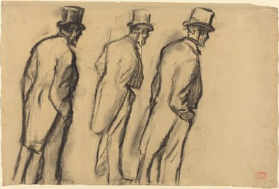 Drie Studies van Ludovic Halévy Standing door Edgar Degas