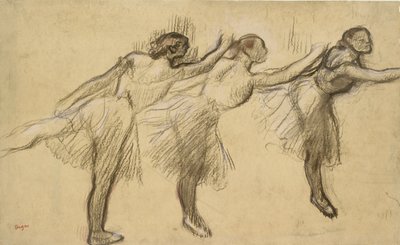 Drie studies van een ballerina, eind 19e eeuw door Edgar Degas