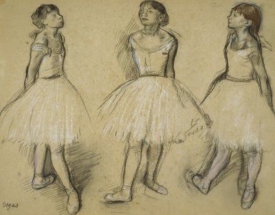 Drie studies van een danser in vierde positie, 1879-80 door Edgar Degas