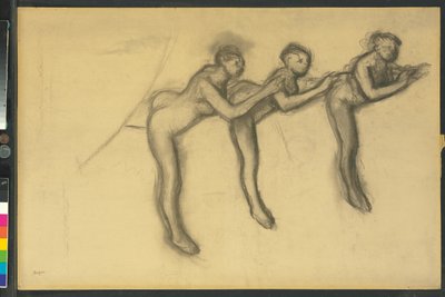 Drie dansers in tights, ca. 1895-1900 door Edgar Degas