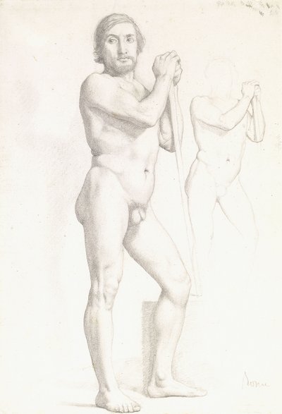 Twee academische studies van een man door Edgar Degas