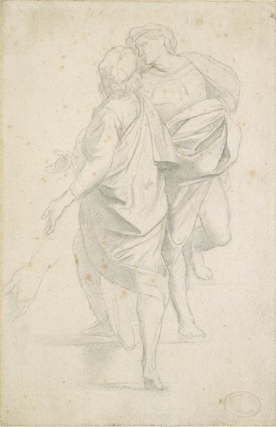 Twee Figuren op een Trap, naar Raphael door Edgar Degas