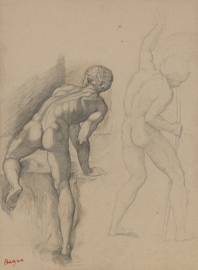 Twee naakte mannen, 1856-57 door Edgar Degas