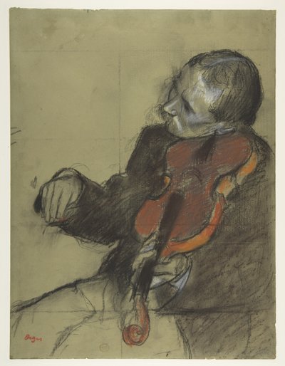 Violiste, studie voor "De dansles" door Edgar Degas