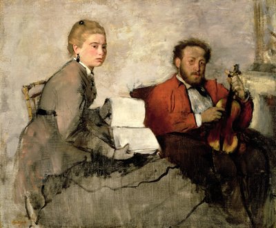 Violist en jonge vrouw, c.1871 door Edgar Degas