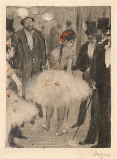 Virginie Wordt Bewonderd Terwijl de Markies Cavalcanti Toekijkt, c. 18761877 door Edgar Degas