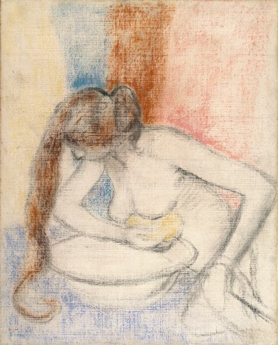 Vrouw die baadt, ca. 1897 door Edgar Degas