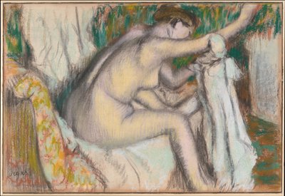 Vrouw die haar arm afdroogt door Edgar Degas