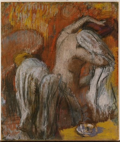 Vrouw die zichzelf droogt door Edgar Degas