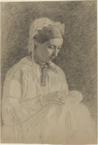 Vrouw aan het Borduren door Edgar Degas