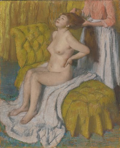 Vrouw die Haar Haar Kamt door Edgar Degas