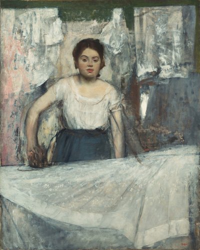 Vrouw strijkt door Edgar Degas
