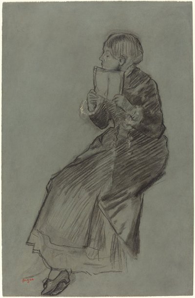 Vrouw die een Boek Leest, ca. 1879 door Edgar Degas