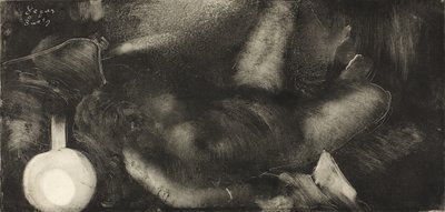 Vrouw liggend op haar bed, ca. 1885 door Edgar Degas