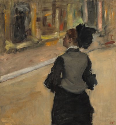 Vrouw van achteren gezien Bezoek aan een museum, ca. 1879-1885 door Edgar Degas
