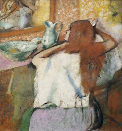 Vrouw bij haar toilet door Edgar Degas