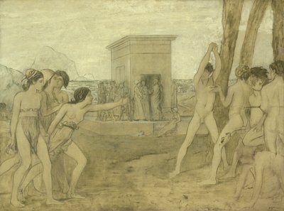 Jonge Spartaanse meisjes die jongens uitdagen, c.1860 door Edgar Degas