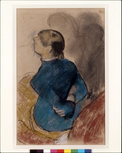 Jonge Vrouw in Blauw door Edgar Degas