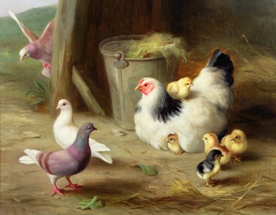 Boerenerf Tafereel door Edgar Hunt