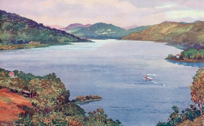 Een glimp van het grote kunstmatige meer bij Riberao das Lages, gebouwd door de Rio de Janeiro Tramway, Light and Power Company door Edgar L. Pattison