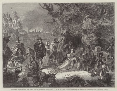 Highgate Fields tijdens de Grote Brand van Londen, in 1666 door Edgar Melville Ward