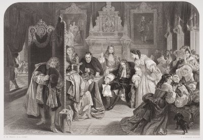 James II (1633-1701) ontvangt nieuws over de landing van de Prins van Oranje, gegraveerd door F.A. Heath door Edgar Melville Ward