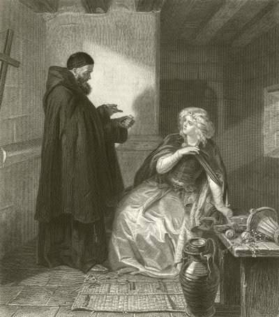 Julia in de cel van Broeder Lawrence (gravure) door Edgar Melville Ward