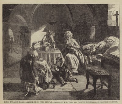 Lodewijk XVI en Marie Antoinette in de Tempel door Edgar Melville Ward