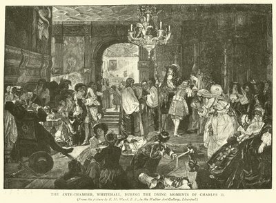 De voorzaal, Whitehall, tijdens de stervende momenten van Karel II door Edgar Melville Ward